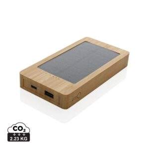 Bambusowy power bank 10000 mAh, ładowarka słoneczna