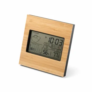BROMLEY. Biurkowa stacja pogodowa z ekranem LCD z ABS i bambusa